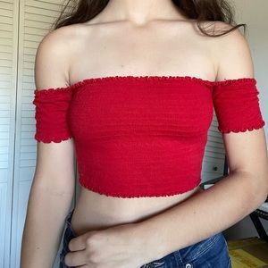 Off the shoulder cropped top